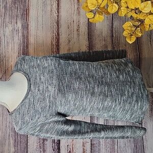 PER SE BLACK & WHITE VERIGATED LONG SLEEVE PULLOVER TUNIC